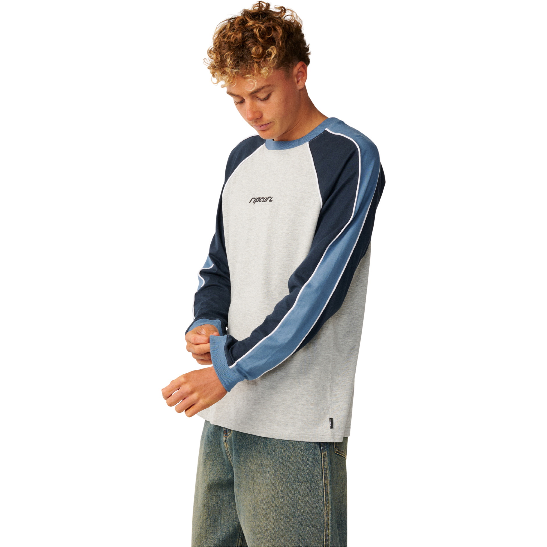 2026 Rip Curl Mens Archive Sandman Panel Long Sleeve T-Shirt 13CMTE - Grey Marle